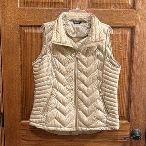 Calvin Klein Beige Down Puffer Chevron Vest XL